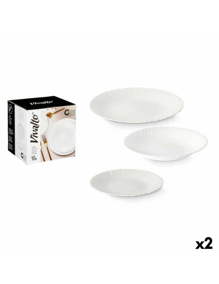 Geschirr-Set Weiß Glas (2 Stück) 18 Stücke | Tienda24 Tienda24.eu