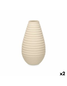 Vaso Beige Ceramica 22 x 44 x 22 cm (2 Unità) Righe da Gift Decor, Vasi - Ref: S3631955, Precio: 25,33 €, Descuento: %