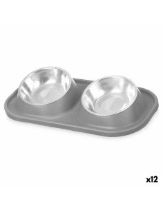 Futternapf für Haustiere Grau Metall 40 x 8,5 x 22 cm Double (12 Stück) von Mascow, Teller - Ref: S3631973, Preis: 62,29 €, R...