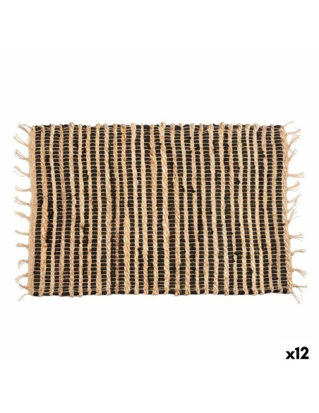 Tapete Preto Natural Riscas 60 x 1 x 90 cm (12 Unidades) | Tienda24 Tienda24.eu