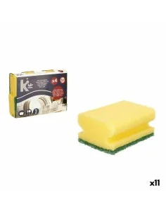 Set de Estropajos Amarillo Verde Poliuretano Fibra abrasiva 4 Piezas (11 Unidades) de BigBuy Home, Estropajos - Ref: S3631997...