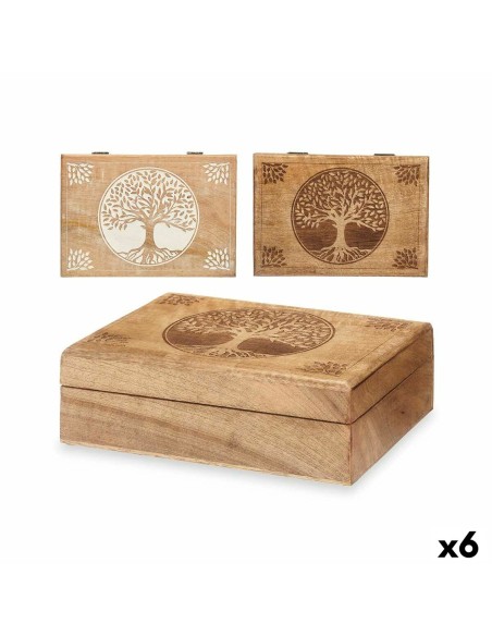 Scatola Decorativa Legno di mango 25,5 x 8 x 17,4 cm (6 Unità) Albero della vita da Gift Decor, Scatole decorative - Ref: S36...