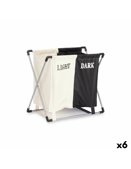 Cesto de Roupa Suja Branco Preto Metal 60 x 34 x 56 cm Duplo (6 Unidades) | Tienda24 Tienda24.eu