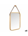 Hangende spiegel Natural Couro Bambu Retangular 34 x 41,5 x 1,5 cm (6 Unidades) | Tienda24 Tienda24.eu