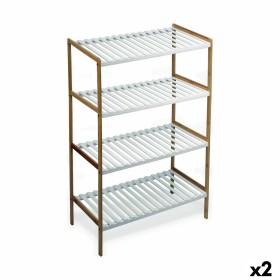 Scaffale Confortime Bianco Marrone 4 Mensole Bambù 70 x 35 x 100 cm (2 Unità) di Confortime, Scaffalature e ripiani di immaga...