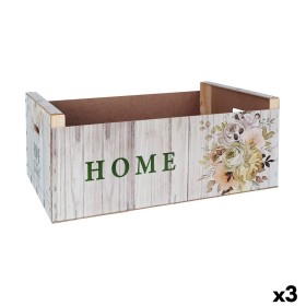 Storage Box Confortime Sweet Home Multicolour Wood Flowers 58 x 39 x 21 cm (3 Units) by Confortime, Storage boxes and chests ...