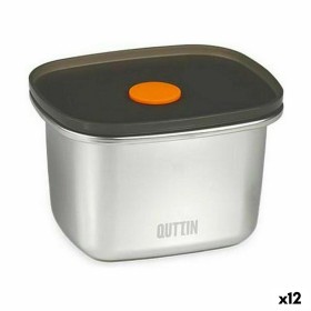 Hermetic Lunch Box Quttin Stainless steel Rectangular 450 ml 11,6 x 9,4 x 7 cm (12 Units) by Quttin, Food storage - Ref: S223...