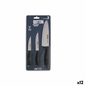 Ensemble de Couteaux Quttin Nero Noir Argenté 3 Pièces (12 Unités) de Quttin, Ensembles de couteaux de cuisine - Réf : S22320...