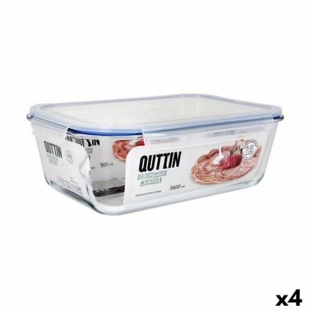 Hermetic Lunch Box Quttin Transparent Rectangular 5,6 L (4 Units) | Tienda24 - Global Online Shop Tienda24.eu