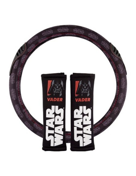 Lenkradabdeckung + Polsterung für Sicherheitsgurt Star Wars Darth Vader Universal Schwarz 3 Stücke | Tienda24 Tienda24.eu