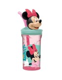 Verre avec Paille Minnie Mouse CZ11337 Rose 360 ml 3D | Tienda24 Tienda24.eu