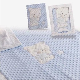 Baby blanket Bear Embroidery Blue Double by BigBuy Fun, Blankets and security blankets - Ref: S2427025, Price: 17,07 €, Disco...