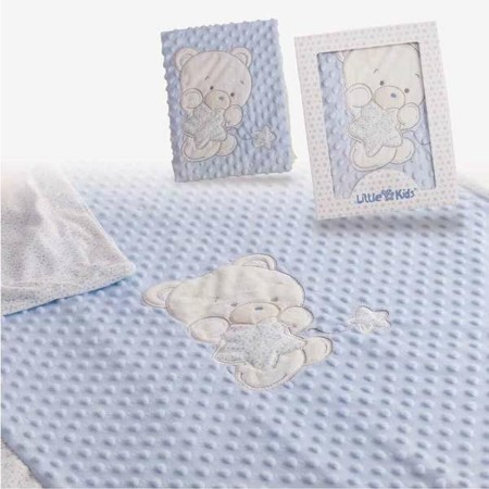 Couverture de bébé Ours Broderie Bleu Double de BigBuy Fun, Couvertures et plaids - Réf : S2427025, Prix : 17,07 €, Remise : %