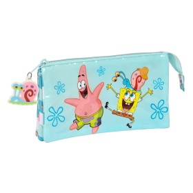 Portatodo Triple Spongebob Stay positive Azul Blanco (22 x 12 x