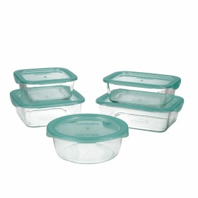 Set di scatole porta pranzo Luminarc Keep'n Lagon Cristallo Bicolore (42 x 32 x 26 cm) (5 Unità) (5 pcs) di Luminarc, Conserv...