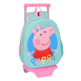 Mochila Escolar con Ruedas Peppa Pig Turquesa (27 