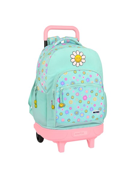 Mochila Escolar con Ruedas Smiley Summer fun Turquesa (33 x 45 x 22 cm) | Tienda24 Tienda24.eu