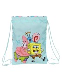 Sac à dos serré par des ficelles Spongebob Stay positive Bleu Blanc (26 x 34 x 1 cm) | Tienda24 Tienda24.eu