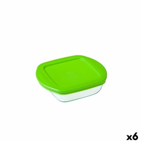 Lancheira Quadrada com Tampa Pyrex Cook & Store Verde 1 L 20 x 17 x 5,5 cm Silicone Vidro (6 Unidades) de Pyrex, Armazenament...