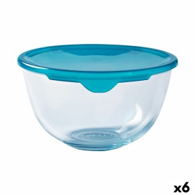 Porta Pranzo Rotondo con Coperchio Pyrex Cook & Store Azzurro 15 x 15 x 8 cm 500 ml Silicone Vetro (6 Unità) di Pyrex, Conser...