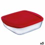 Lancheira Quadrada com Tampa Ô Cuisine Cook&store Ocu Vermelho 2,2 L 25 x 22 x 5 cm Vidro Silicone (5 Unidades) de Ô Cuisine,...