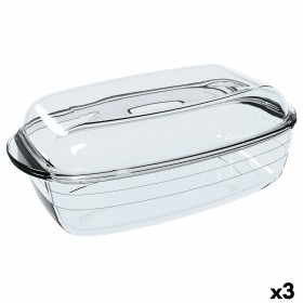 Serving Platter Ô Cuisine Rectangular With lid 1,6 L 2,9 L Transparent Glass (3 Units) by Ô Cuisine, Plates and dishes - Ref:...