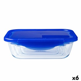 Lunchbox hermetisch Pyrex Cook & Go 20,5 x 15,5 x 6 cm Blau 800 ml Glas (6 Stück) von Pyrex, Lagerung von Lebensmitteln - Ref...