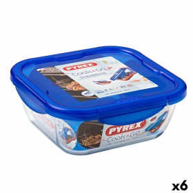 Lancheira Hermética Pyrex Cook & go 21 x 21 x 9 cm Azul 1,9 L Vidro (6 Unidades) de Pyrex, Armazenamento de alimentos - Ref: ...