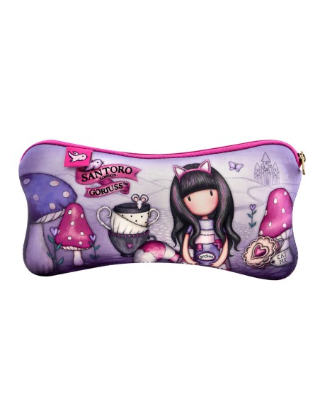 Estuche Escolar Gorjuss Cheshire cat Morado (22 x 11.3 x 1 cm) | Tienda24 Tienda24.eu