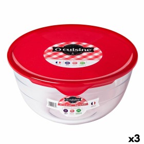 Round Lunch Box with Lid Ô Cuisine Prep&store Ocu Red 2 L 22 x 22 x 11 cm Glass (3 Units) by Ô Cuisine, Food storage - Ref: S...