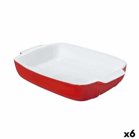 Travessa para o Forno Pyrex Signature Branco Vermelho Cerâmica Retangular 29 x 19 x 7 cm (6 Unidades) de Pyrex, Tabuleiros de...