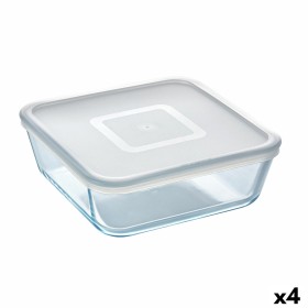 Fiambrera Cuadrada con Tapa Pyrex Cook & Freeze 2 L 19 x 19 cm Transparente Silicona Vidrio (4 Unidades) de Pyrex, Almacenami...