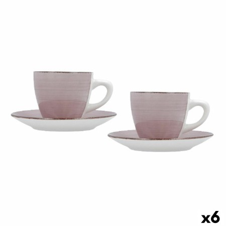 Set of Mugs with Saucers Quid Vita Morning Pink Ceramic (4 Pieces) (6 Units) by Quid, Cups - Ref: S2708710, Price: 46,45 €, D...