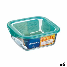 Lancheira Quadrada com Tampa Luminarc Keep'n Lagon 10 x 5,4 cm Turquesa 380 ml Duas cores Vidro (6 Unidades) de Luminarc, Arm...