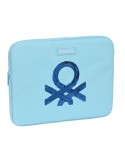 Funda para Portátil Benetton Sequins Azul claro (34 x 25 x 2 cm) | Tienda24 Tienda24.eu