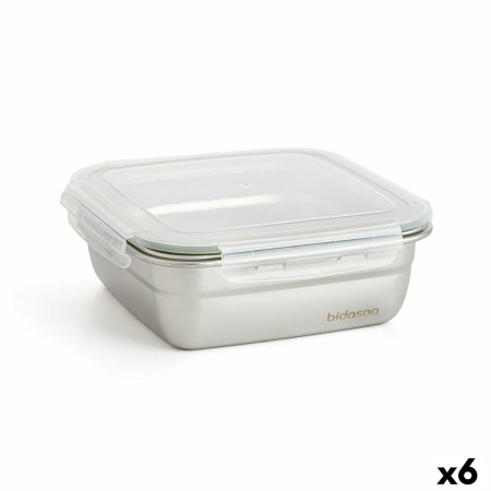 Hermetic Lunch Box Bidasoa Theo 18,3,5 x 18,3 x 6,8 cm Silver 1,2 L Metal by Bidasoa, Food storage - Ref: S2710258, Price: 39...