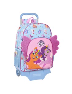 Mochila Escolar con Ruedas My Little Pony Wild & free Azul Rosa 33 x 42 x 14 cm de My Little Pony, Mochilas infantiles - Ref:...