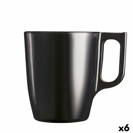 Mug Luminarc Flashy Black 250 ml Glass (6 Units) by Luminarc, Cups - Ref: S2710356, Price: 22,03 €, Discount: %