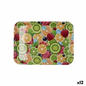 Plateau de petit déjeuner Quid Habitat Multicouleur Plastique 28 x 20 x 1,5 cm Avec des poignées Fruits (12 Unités) de Quid, ...