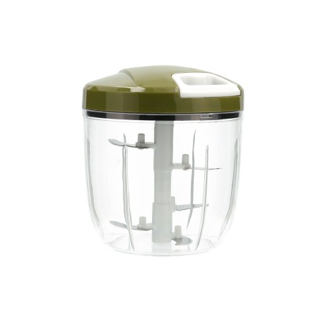 Manual mini chopper with pull cord Quid Naturalia Green Metal 12,5 x 14 cm Manual by Quid, Kitchen robots and mini choppers -...