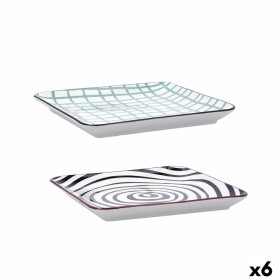 Snack tray Bidasoa Zigzag Multicolour Ceramic 21 x 21 cm (6 Units) by Bidasoa, Plates and dishes - Ref: S2711378, Price: 25,4...