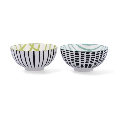 Set of bowls Bidasoa Zigzag Multicolour Ceramic 15 x 15 x 7,3 cm (2 Pieces) | Tienda24 - Global Online Shop Tienda24.eu