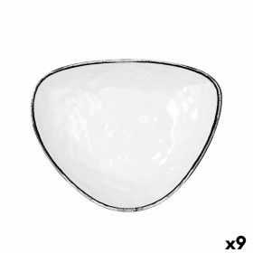 Piatto da pranzo Quid Select Filo Bianco Nero Plastica Triangolare 26 x 21 x 5,9 cm (9 Unità) di Quid, Piatti e teglie - Rif:...