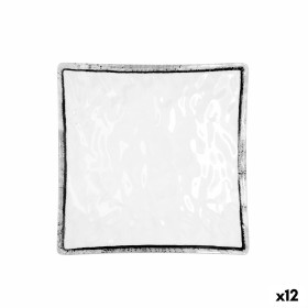 Flat Plate Quid Select Filo White Black Plastic Squared 19 x 19 x 4,5 cm (12 Units) by Quid, Plates and dishes - Ref: S271148...