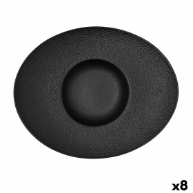 Deep Plate Bidasoa Fosil Black Ceramic Oval 27,3 x 22,2 x 5,7 cm (8 Units) by Bidasoa, Plates and dishes - Ref: S2711525, Pri...