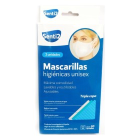 Masque en tissu hygiénique réutilisable Senti2 Blanc Adulte (2