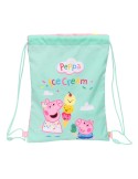 Backpack with Strings Peppa Pig Ice cream Pink Mint 26 x 34 x 1 cm | Tienda24 Tienda24.eu