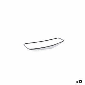 bandeja de aperitivos Ariane Vital Filo Branco Preto Cerâmica Alumina 15 x 8,5 x 8,5 cm (12 Unidades) de Ariane, Pratos e fon...