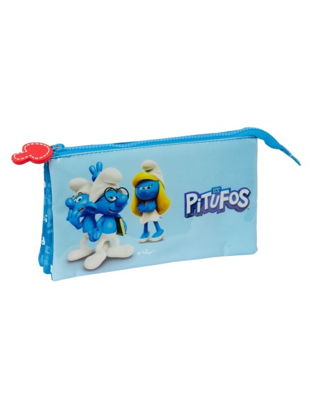 Portatodo Doble Los Pitufos Azul 22 x 12 x 3 cm | Tienda24 Tienda24.eu