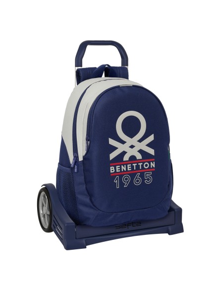 School Rucksack with Wheels Benetton Varsity Grey Navy Blue 32 x 44 x 16 cm | Tienda24 Tienda24.eu